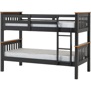 Neptune 3' Bunk Bed - DARK GREY/OAK EFFECT