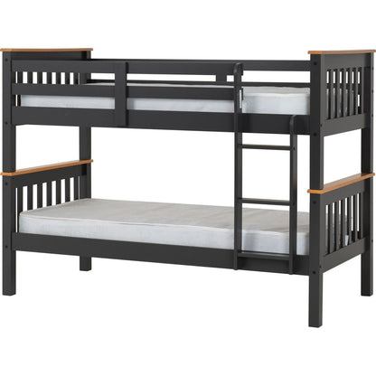 Neptune 3' Bunk Bed - DARK GREY/OAK EFFECT