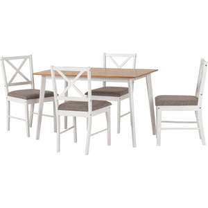 Balfour 1+4 Dining Set - WHITE/OAK EFFECT/GREY FABRIC