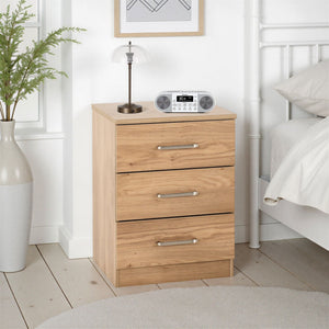 Dakota 3 Drawer Bedside - OAK EFFECT