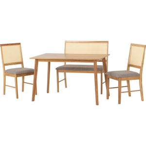 Austin & Ellis Dining Bench Set (2 Chairs) - OAK EFFECT/GREY FABRIC