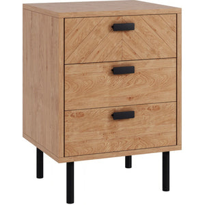 Leon 3 Drawer Bedside - MEDIUM OAK EFFECT