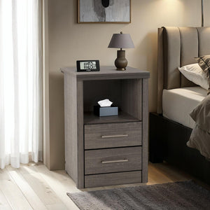 Lisbon 2 Drawer 1 Shelf Bedside - BLACK WOOD GRAIN