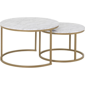 Dallas Round Coffee Table Set - MARBLE/GOLD EFFECT