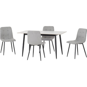Fenton Dining Set (4 Chairs) - WHITE/LIGHT GREY FABRIC