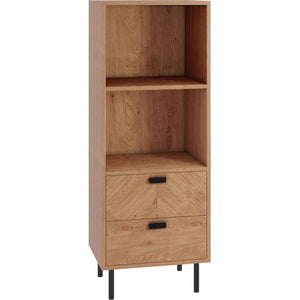 Leon 2 Drawer 2 Shelf Cabinet - MEDIUM OAK EFFECT