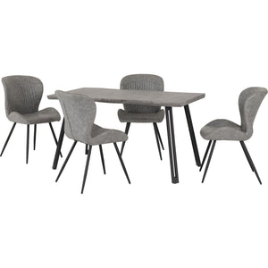 Quebec Wave Edge Dining Set - CONCRETE EFFECT/GREY PU