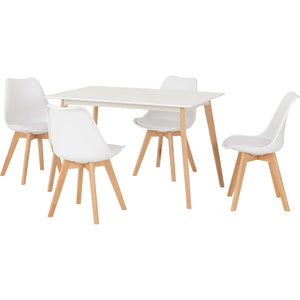 Bendal Dining Set - White/Beech/White Faux Leather