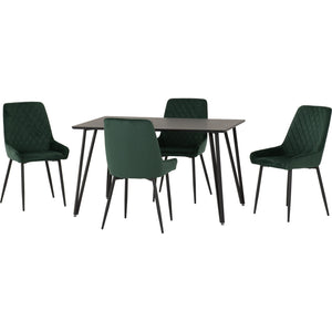 Marlow Dining Set with Avery Chairs - BLACK MARBLE/EMERALD GREEN VELVET