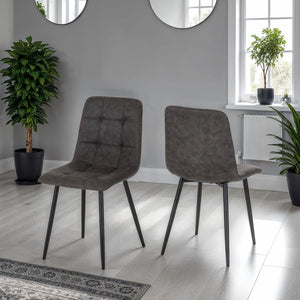 Fenton Chair (Box of 2) - DARK GREY SUEDE FABRIC