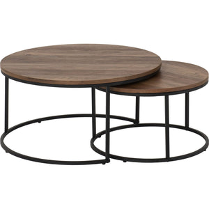 Quebec Round Coffee Table Set - MEDIUM OAK EFFECT