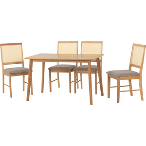 Austin & Ellis 1+4 Dining Set - OAK EFFECT/GREY FABRIC