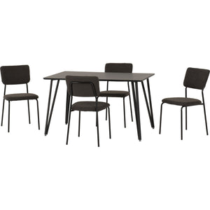 Marlow Dining Set with Sheldon Chairs - BLACK MARBLE/GREY BOUCLE FABRIC