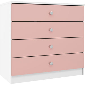 Denver 4 Drawer Chest - WHITE/PINK GLOSS