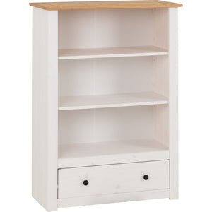 Panama 1 Drawer Bookcase - WHITE/NATURAL WAX
