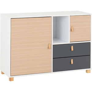 Brooklyn 2 Door 2 Drawer Storage Chest - OAK EFFECT/GREY