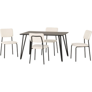 Marlow Dining Set with Sheldon Chairs - Black Marble Effect/Black/Ivory Boucle Fabric