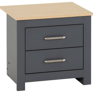 Portland 2 Drawer Bedside - GREY/OAK EFFECT