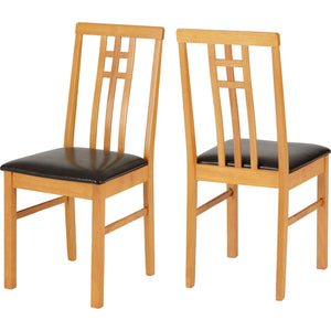 Vienna Chair (Box of 2) - Medium Oak/Brown Faux Leather