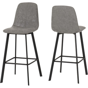 Quebec Bar Chair (Box of 2) - Grey Faux Leather