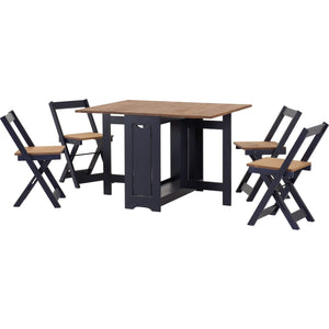 Santos Butterfly Dining Set - NAVY BLUE/DISTRESSED WAXED PINE