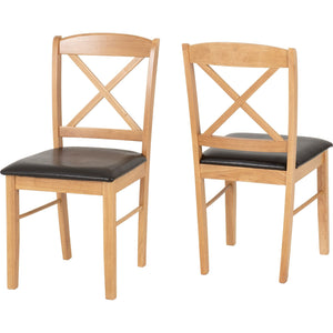 Mason Double Drop Leaf Dining Set - OAK VARNISH/BROWN PU