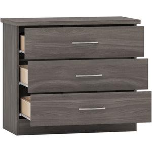 Nevada 3 Drawer Chest - BLACK WOOD GRAIN