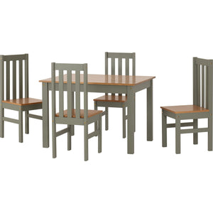 Ludlow 1+4 Dining Set - GREEN/OAK EFFECT