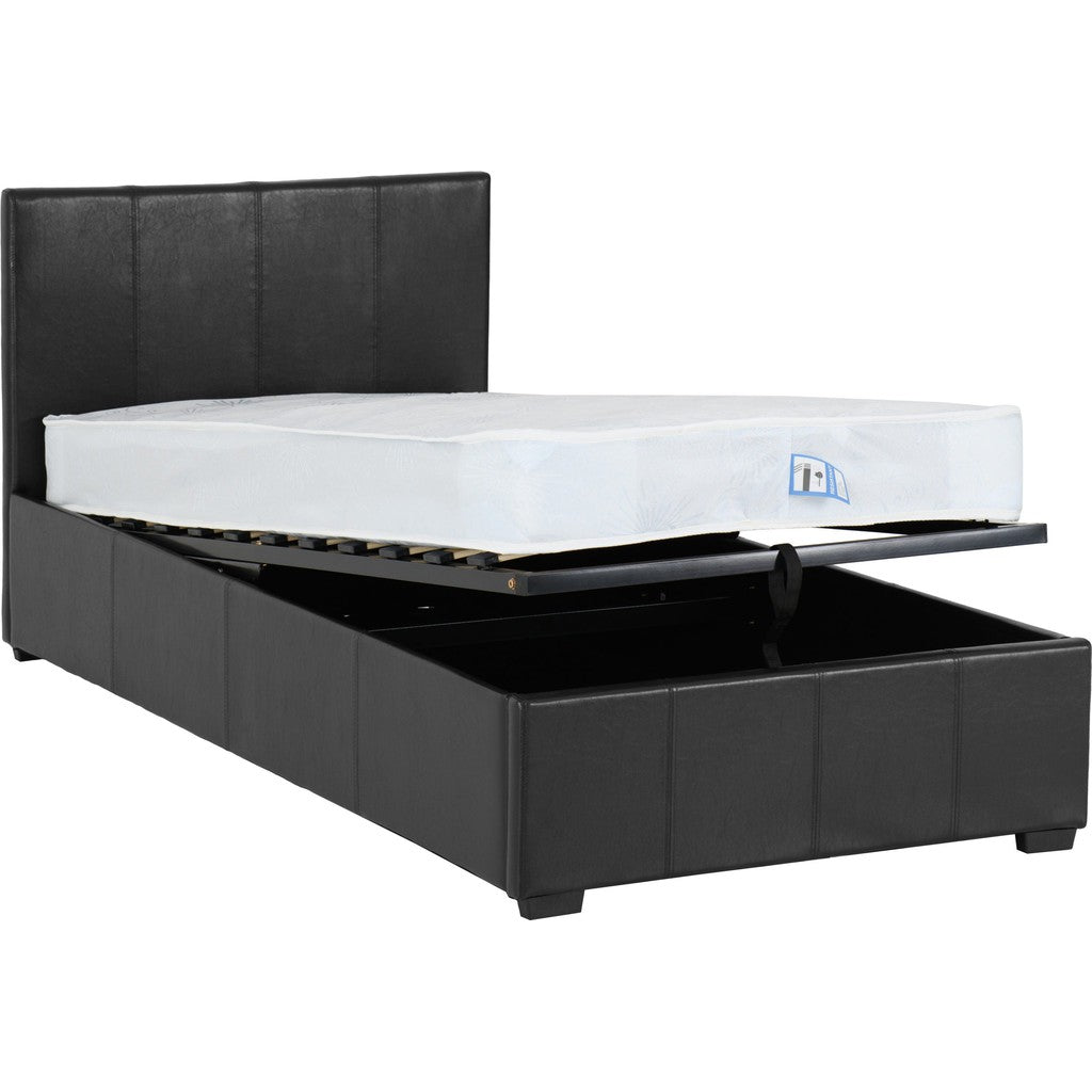 Waverley Storage Bed-Furniture-Seconique-Single-Black Faux Leather-Levines Furniture