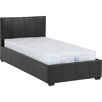 Waverley Storage Bed-Furniture-Seconique-Single-Black Faux Leather-Levines Furniture