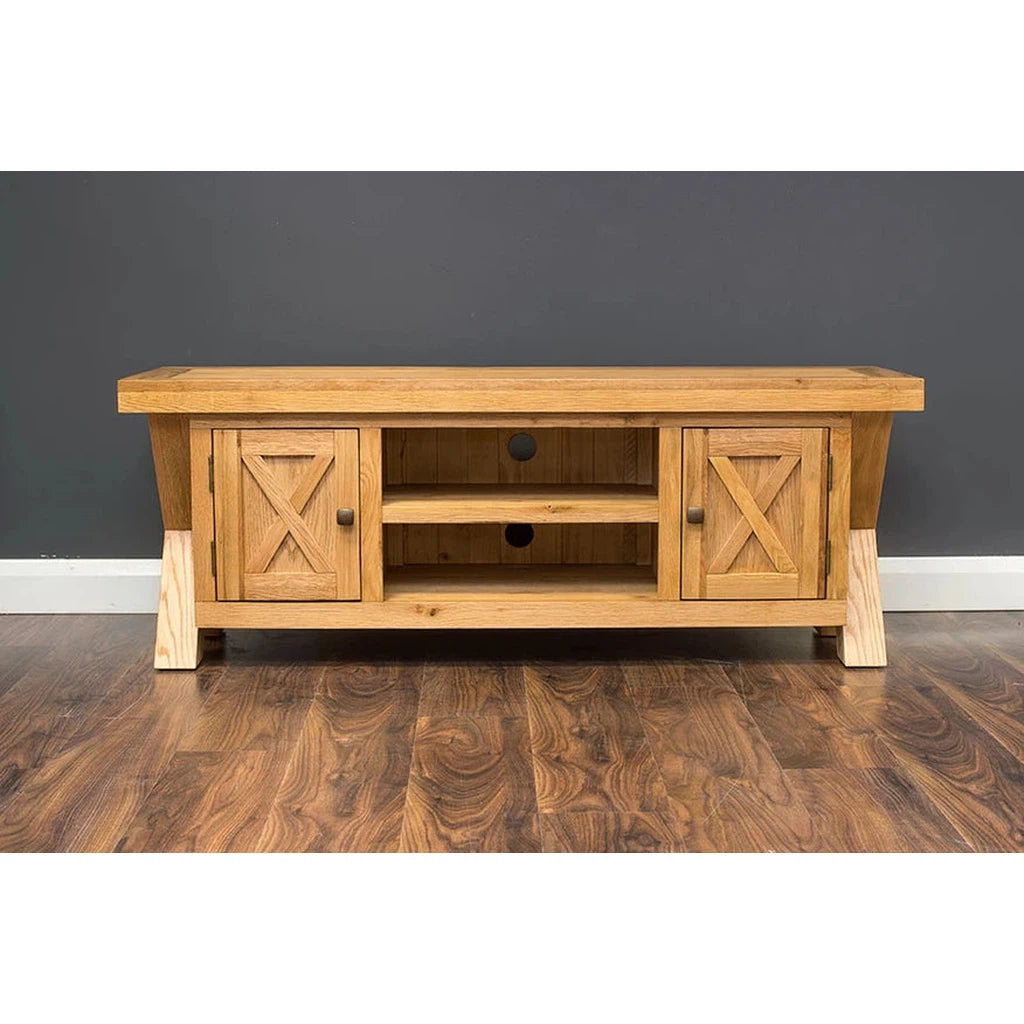 X-Range Large TV Unit-Furniture-Honey B-Light Oak-Levines Furniture