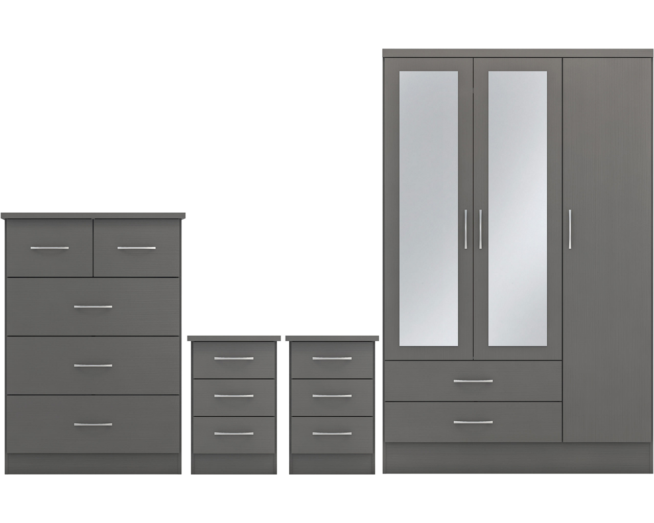 nevada-3-door-2-drawer-mirrored-wardrobe-bedroom-set - 1