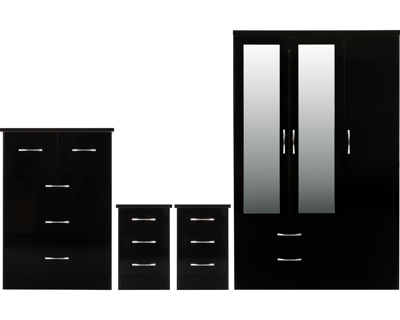 nevada-3-door-2-drawer-mirrored-wardrobe-bedroom-set - 2