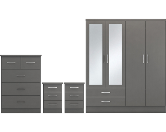 nevada-4-door-2-drawer-mirrored-wardrobe-bedroom-set - 1